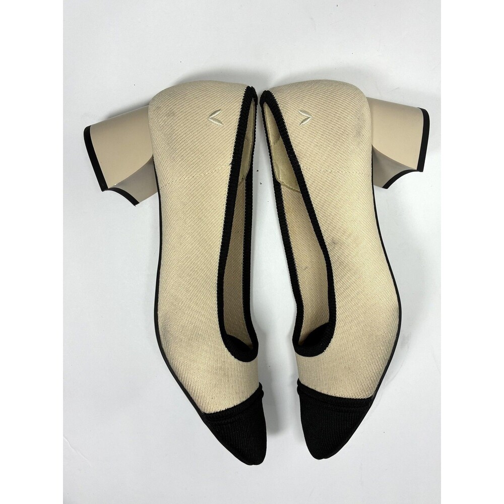 VIVAIA Julie Heels Shoes Almond Toe Stress Free Size 9.5 Beige Black Arch Pro - Picture 9 of 16